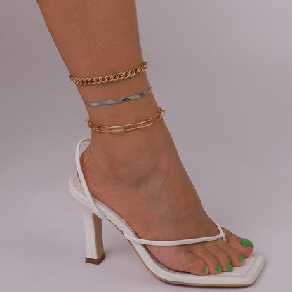 A139 multi-layer anklet personality simple metal chain foot decoration punk sweet and spicy snake bone hit color accessories