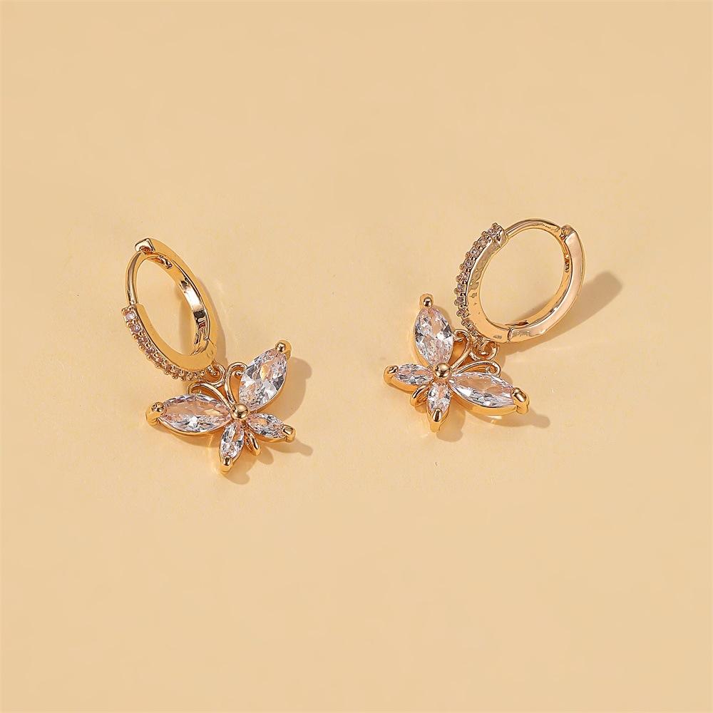 Crystal Butterfly Earrings Super Flash Zircon Butterfly Earrings Femininity Versatile Earrings Earrings