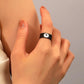 Billiard black 8 ring with the same metal geometric ring ins personality retro couple jewelry