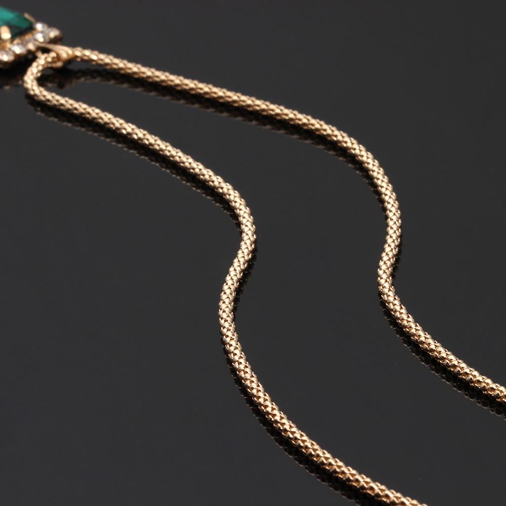 Bride Wedding Dress Female Accessories Square Diamond Gold Pendant Earrings Ring Three-Piece Set