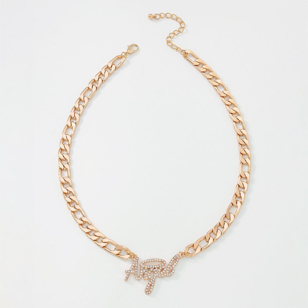 N977 Exaggerated Thick Chain Necklace Simple Personality Street Shot Single Layer Necklace Full Diamond Retro Temperament Necklace