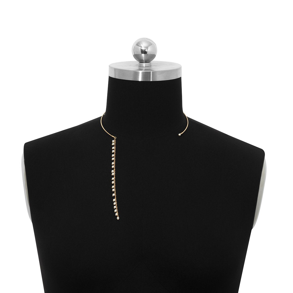 Jewelry niche temperament imitation pearl tassel chain necklace simple geometric metal collar female