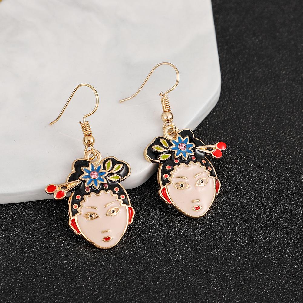 Fashion jewelry personality ancient Chinese beauty avatar earrings exaggerated ancient hair bun human head earrings female