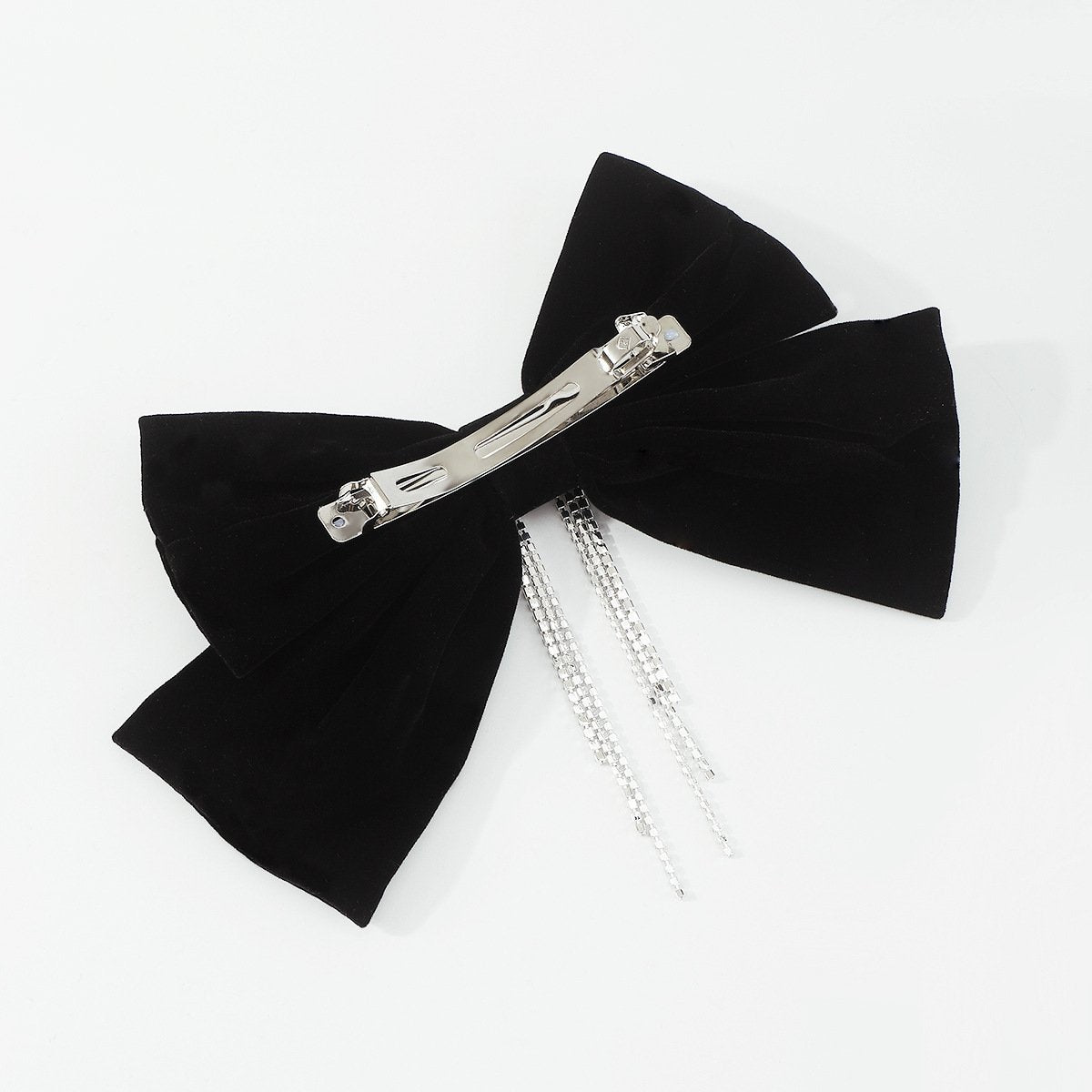 F5268 French light luxury rhinestone elegant spring clip velvet bow hair clip retro sweet back of the head horizontal clip