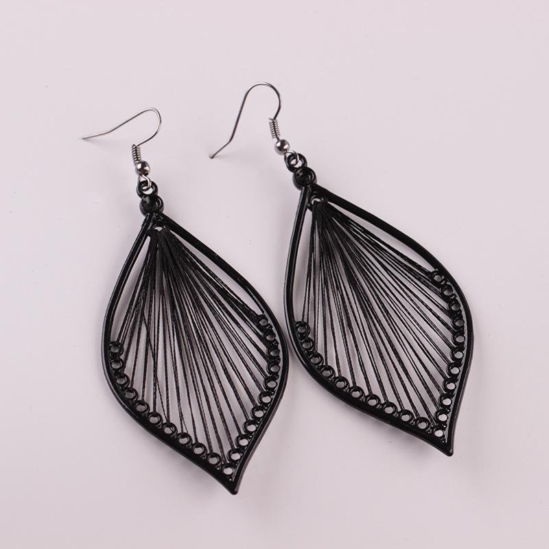 Personality handmade leaf earrings Bohemian exaggerated braided leaf earrings famous family jewelry