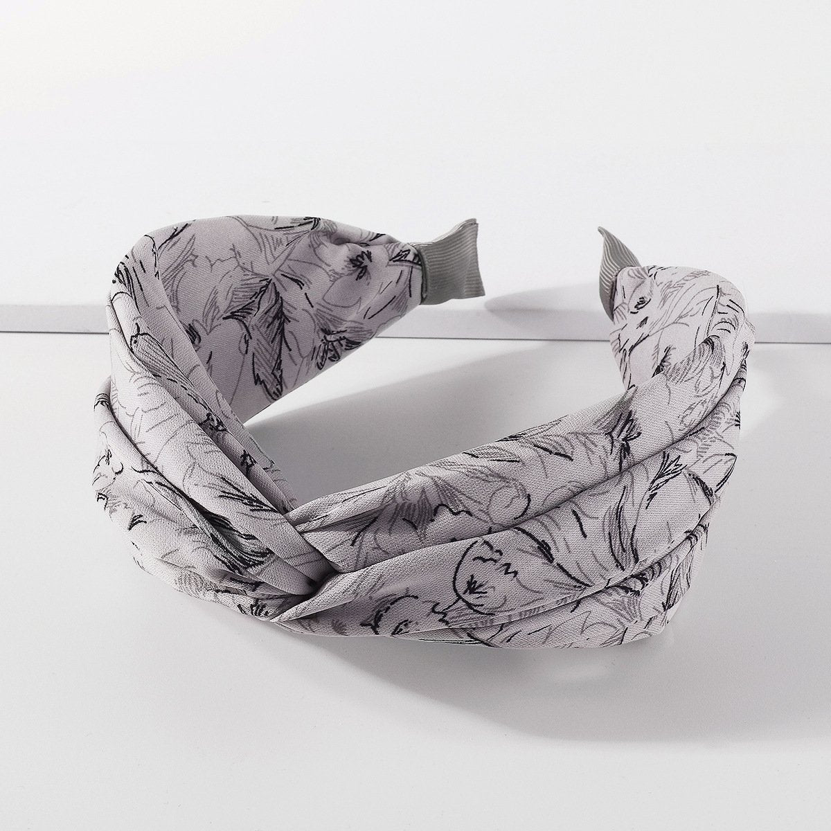 F475 Retro literary and artistic geometric headband elegant printed fabric wide-brimmed headband going out to wash face hair accessories