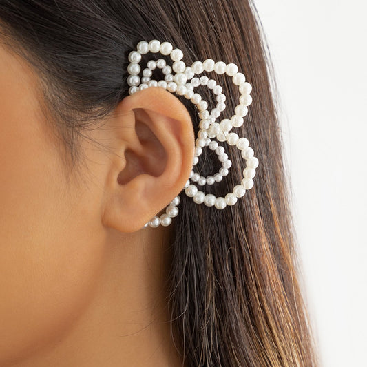 Jewelry Creative Minority Pearl Flower No Ear Piercing Earring Design Sense Beaded Winding Earrings Female