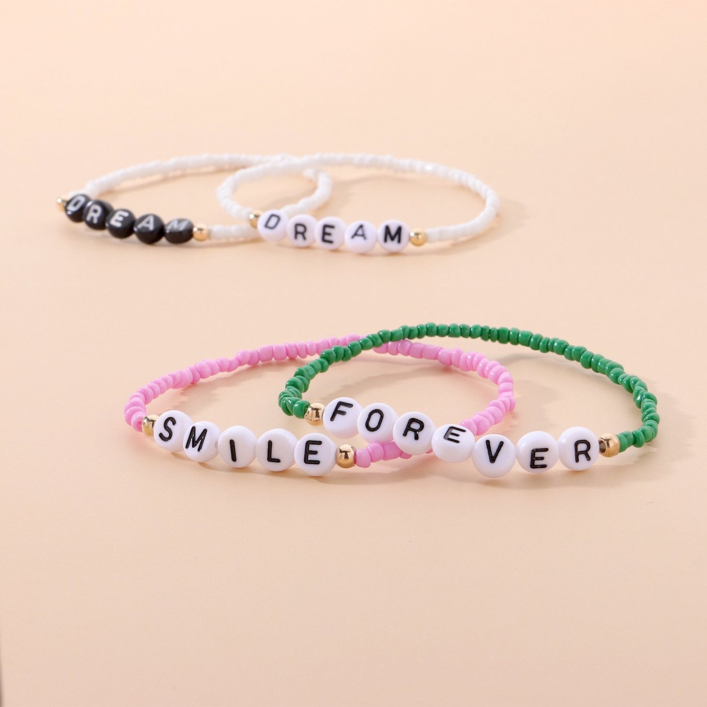 Jewelry Acrylic English Alphabet Beaded Bracelet Fashion Color Rice Beads Handmade Bracelet Bracelet