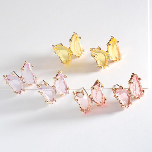 Earrings Summer Super Fairy Transparent Butterfly Earrings Temperament Simple Crystal Earrings
