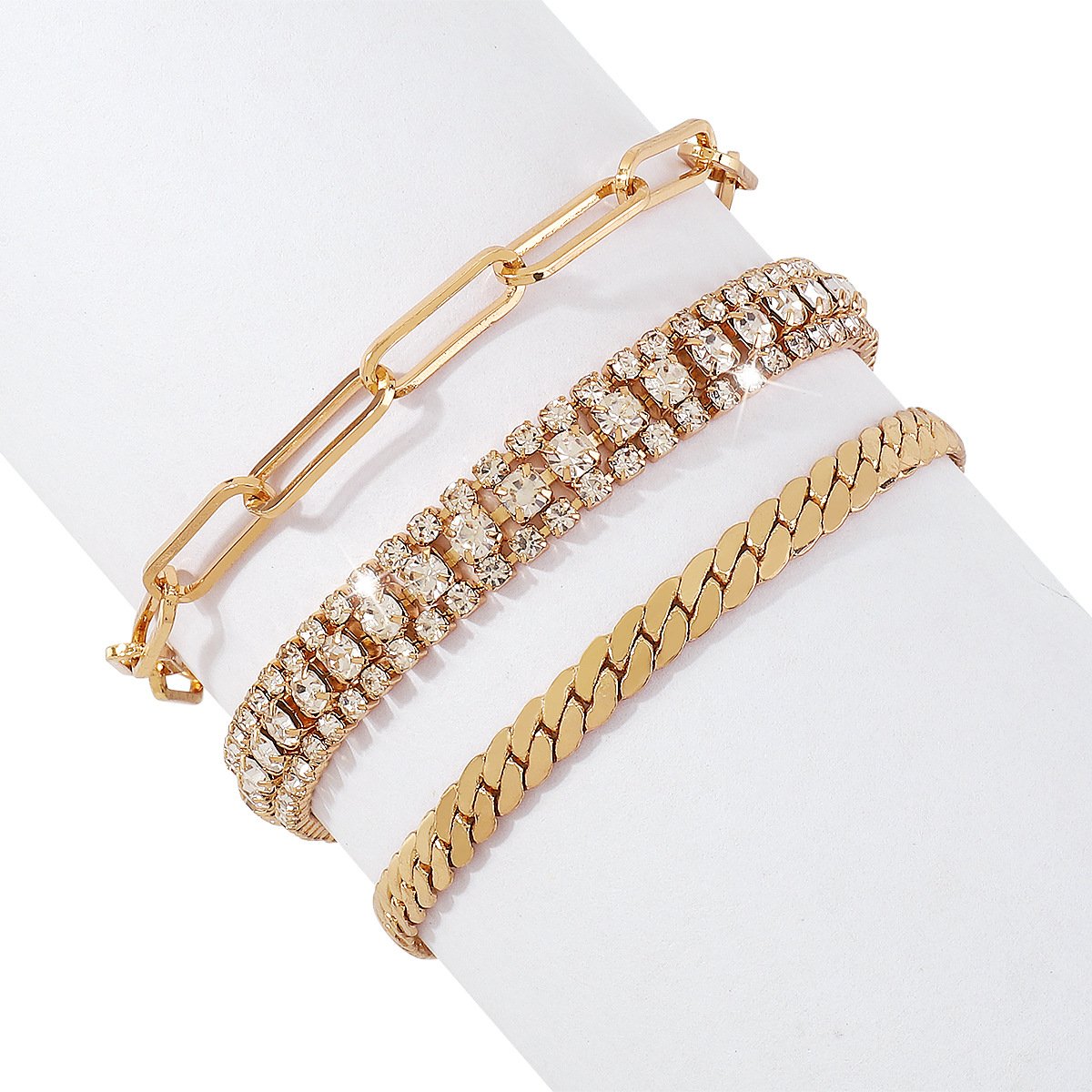 B1854 Light Luxury Personality Geometric Bracelet Claw Chain Rhinestone Cold Exaggerated Punk Chain Bracelet Women