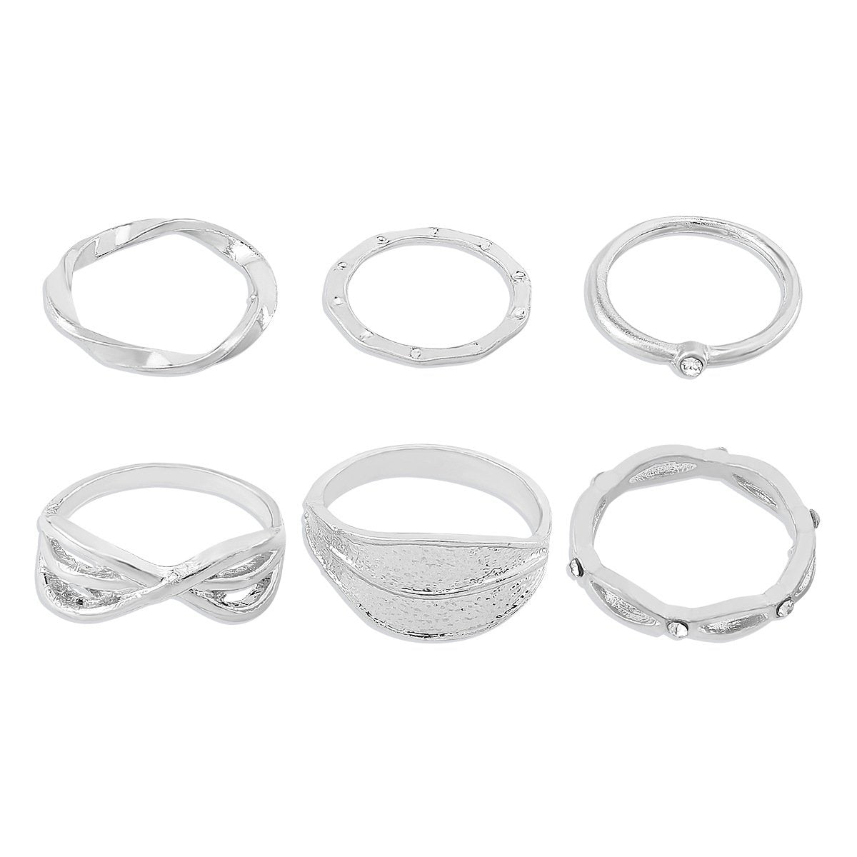 R78 Personality Cold Leaf Ring Set 8-character Plain Circle Personality Small People Design Sense Ring Female