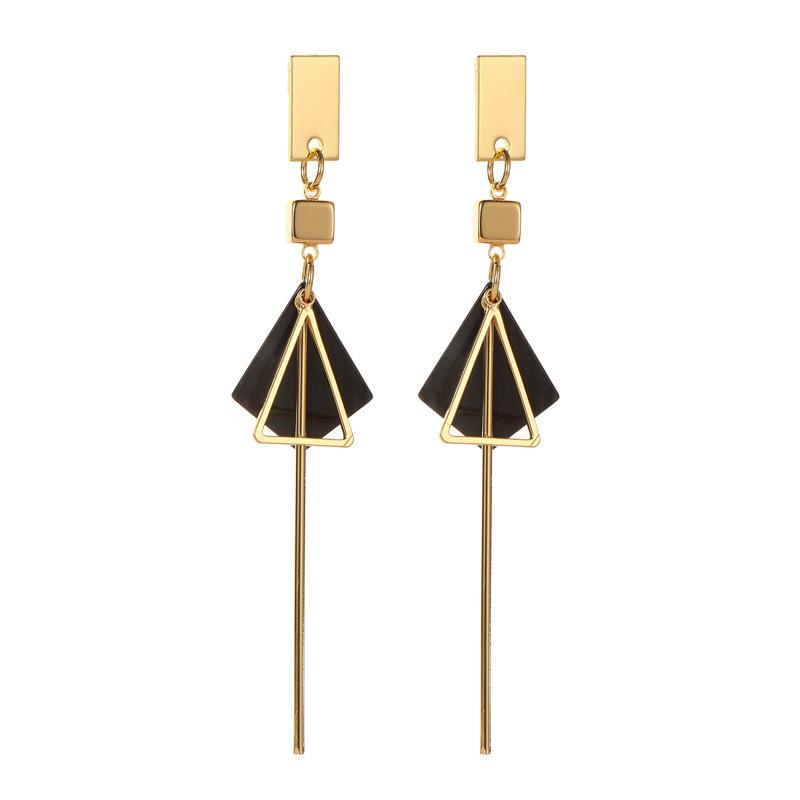 Fashion Net Red Tassel Earrings Acetate Plate Geometric Stud Earrings Cold Long Triangular Earrings