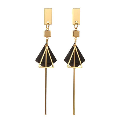 Fashion Net Red Tassel Earrings Acetate Plate Geometric Stud Earrings Cold Long Triangular Earrings