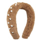 F4998 exaggerated autumn and winter plush headband women's light luxury retro cute pearl elegant geometric sweet headband