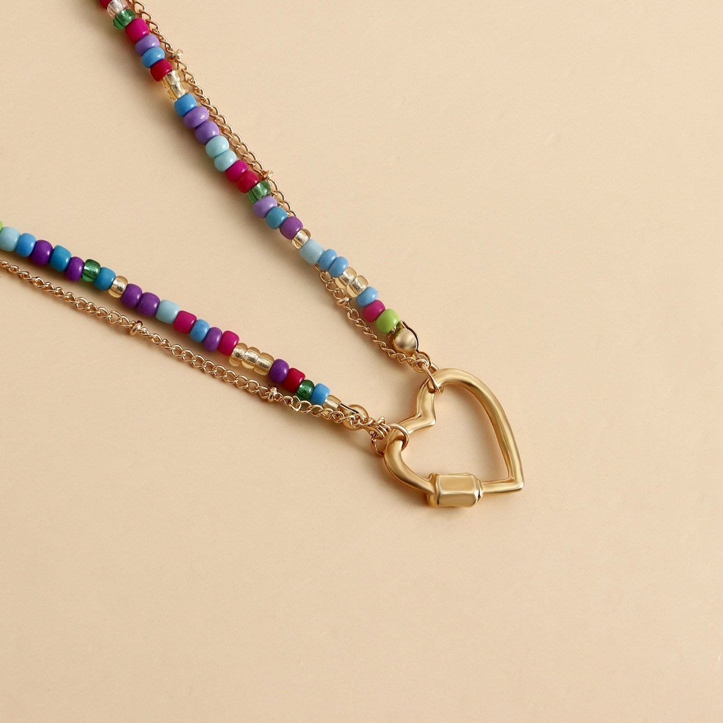 Jewelry colored rice beads metal love pendant mask chain glasses chain necklace around the neck integrated design