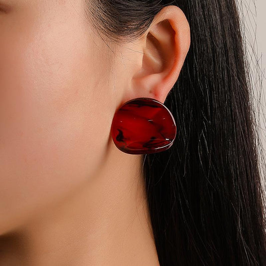 Ins classical geometric earrings acetate plate round earrings temperament amber female ear jewelry