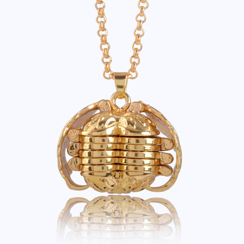 Can open peach heart-shaped multi-layer photo box photo pendant key chain love folding necklace jewelry