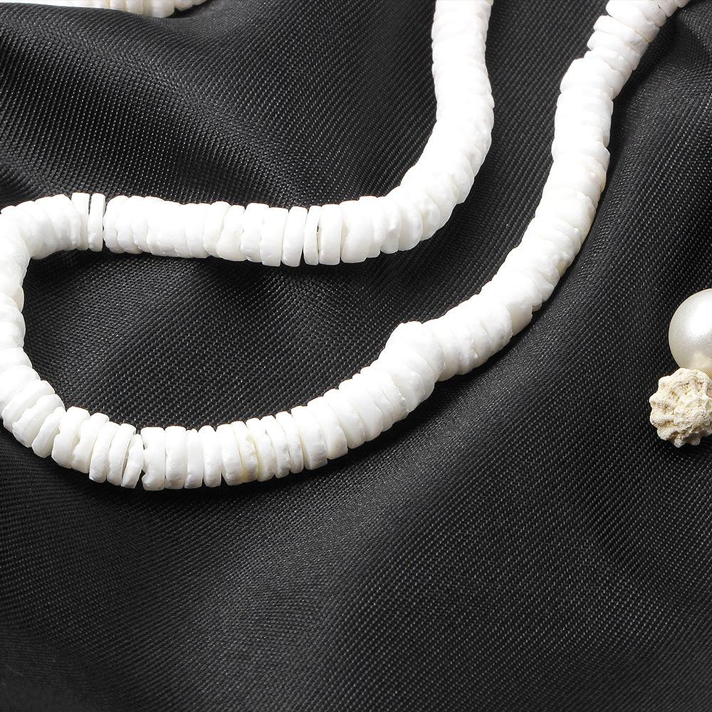 White Ocean Elements Round Broken Shell Conch Choker Beach Vacation Items Jewelry