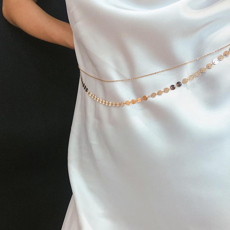 Simple sequin double waist chain body chain sequin waist chain sexy trendy women's accessories waistchains