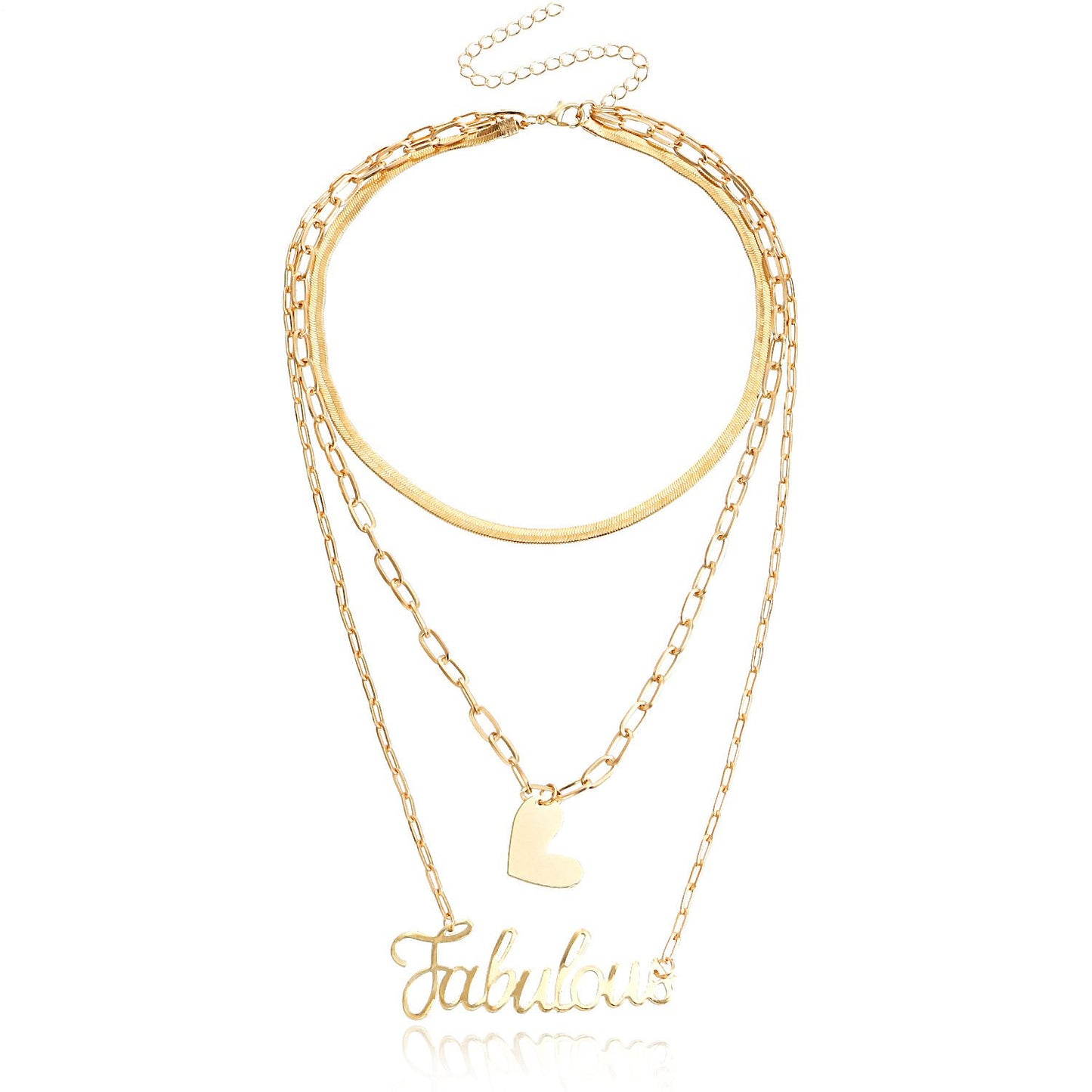 Ins trend multi-layered necklace female niche design sense geometric love wild letter creative jewelry