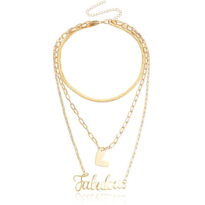 Ins trend multi-layered necklace female niche design sense geometric love wild letter creative jewelry