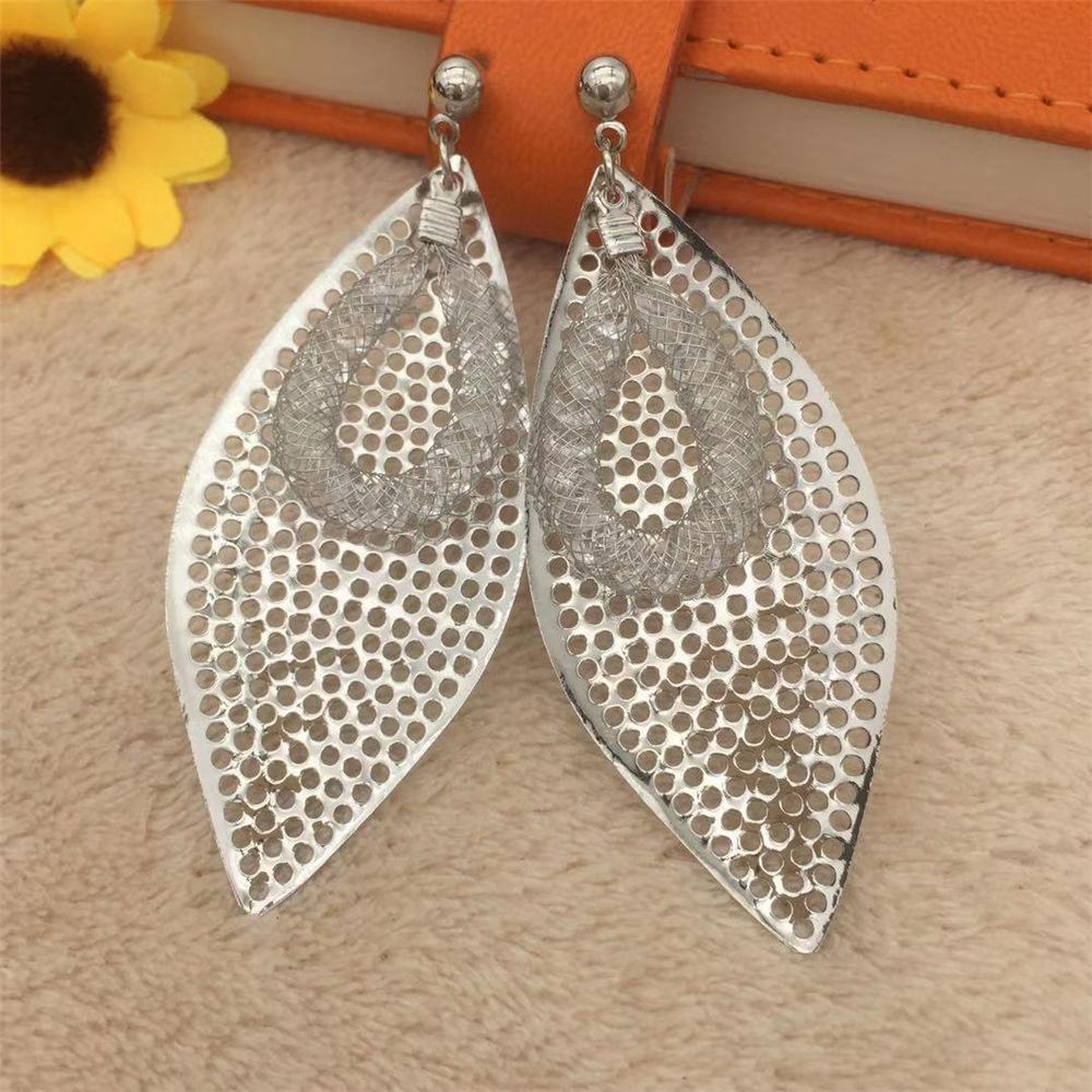 Hollow-out leaf earrings Imitation zircon water drop earrings women's earrings earrings popular accessories