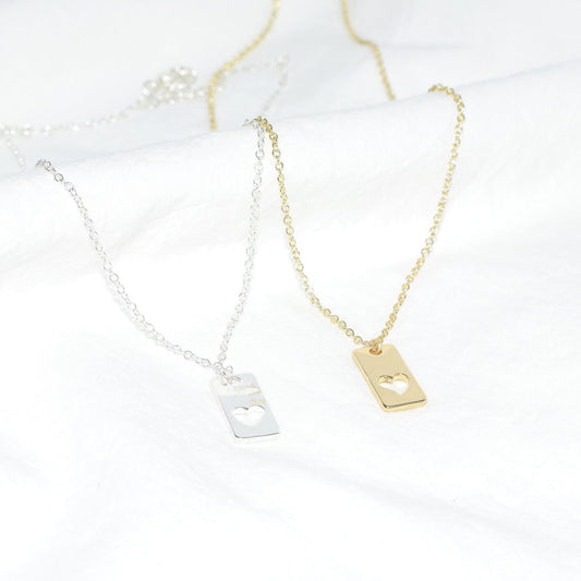 Jewelry Hollow Heart Shaped Geometric Cuboid Necklace Female Pendant Necklace Clavicle Chain