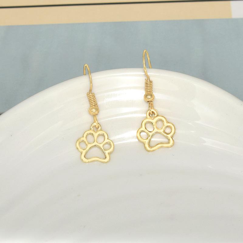Explosive first jewelry hollow dog print earrings dog paw footprint earrings cute animal feet