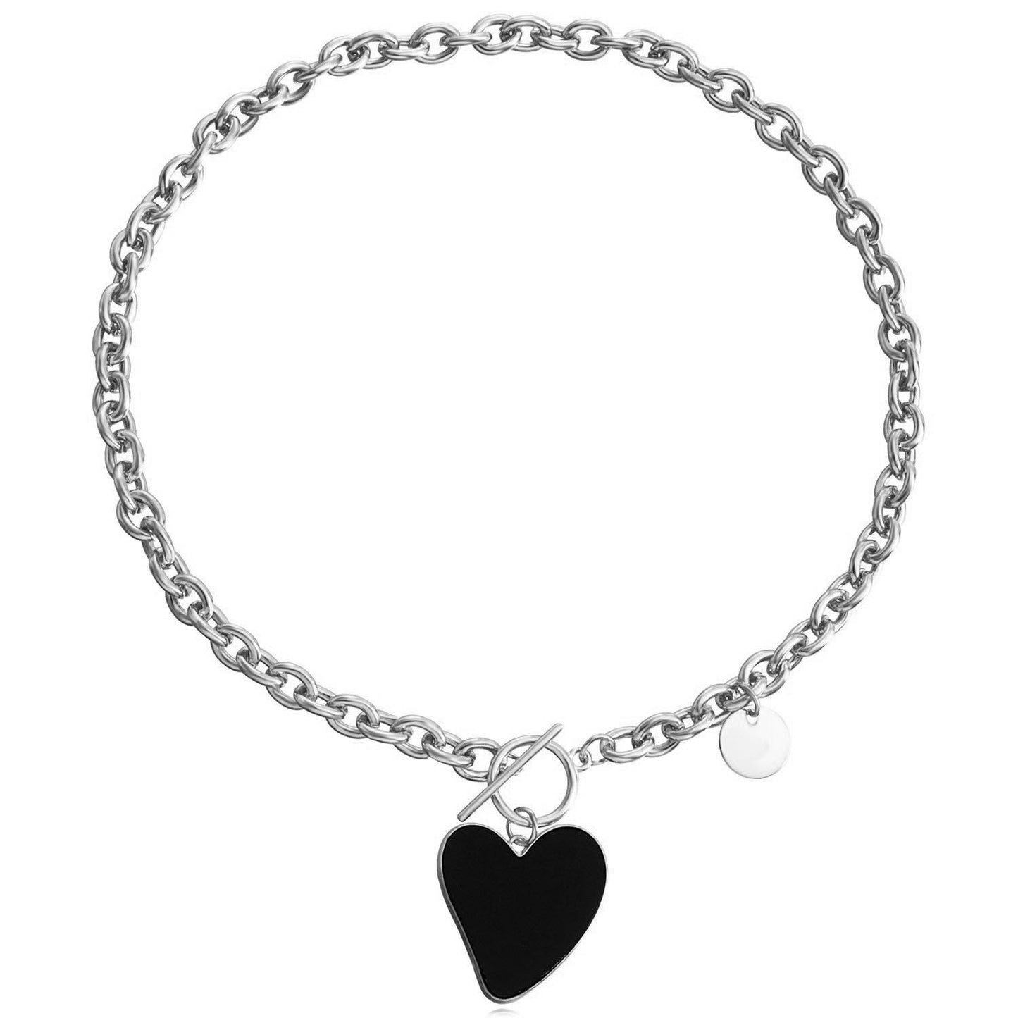 Jewelry Fashion Heart Black Fritillaria Thick Necklace Sweater Chain Women Light Luxury Versatile Niche Design Necklace