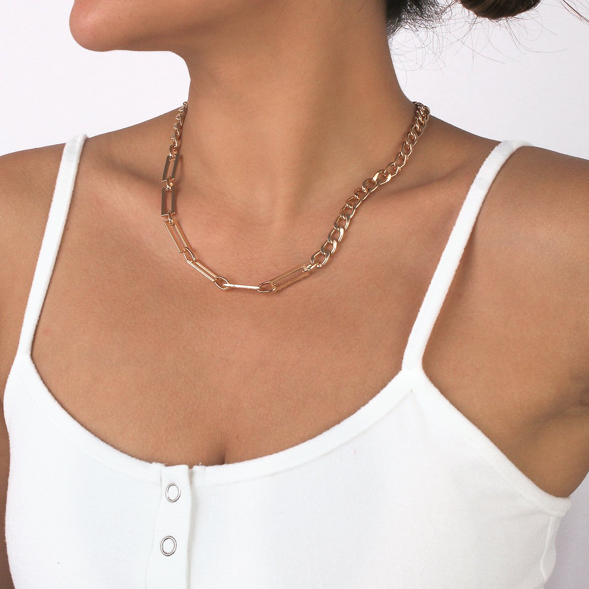 N1149 Simple and niche single-layer necklace chain splicing indifferent necklace retro trendy necklace for women