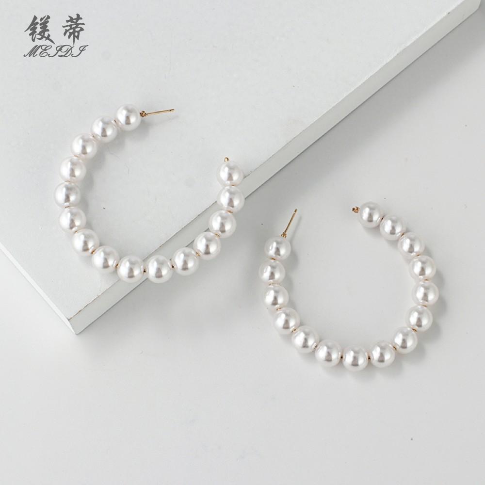 2 Magnesium Di E5478 Pearl Earrings Series Temperament Versatile Personality Pearl Big Circle Earrings Female