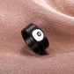 Billiard black 8 ring with the same metal geometric ring ins personality retro couple jewelry