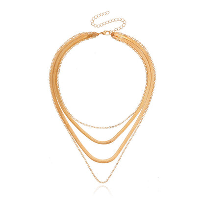 Jewelry trendy multi-layer flat snake collarbone chain necklace female ins niche design sense choker