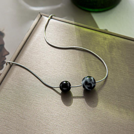 Sweet cool ins niche design black forest clavicle chain personality cold beaded necklace female