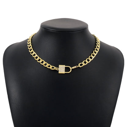 N1495 Jewelry Simple Minor Rhinestone Small Lock Necklace Fashion Simple Chain Sweet Cool Bracelet