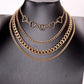 Jewelry Hip Hop Personality Geometric Set Necklace Female Peach Heart Flat Thick Chain Hollow Multilayer Chain Item