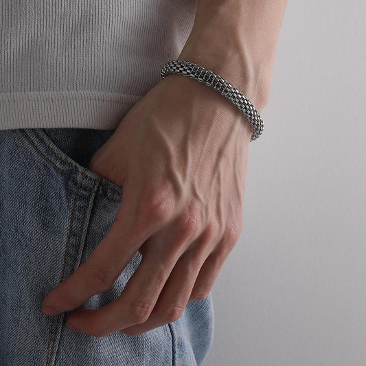 Personalized Fashion Retractable Folding Hollow Flat Mesh Chain Bracelet Men's Simple Hand Jewelry