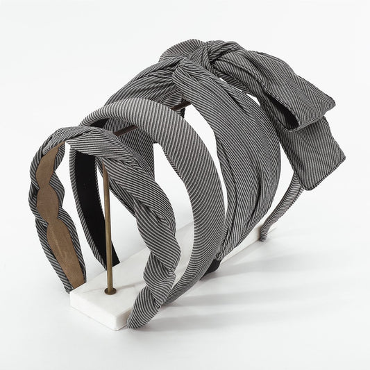 F4712 Jewelry Simple Gray Geometric Cross Bow Headband Retro Wide Brimmed Headband Women