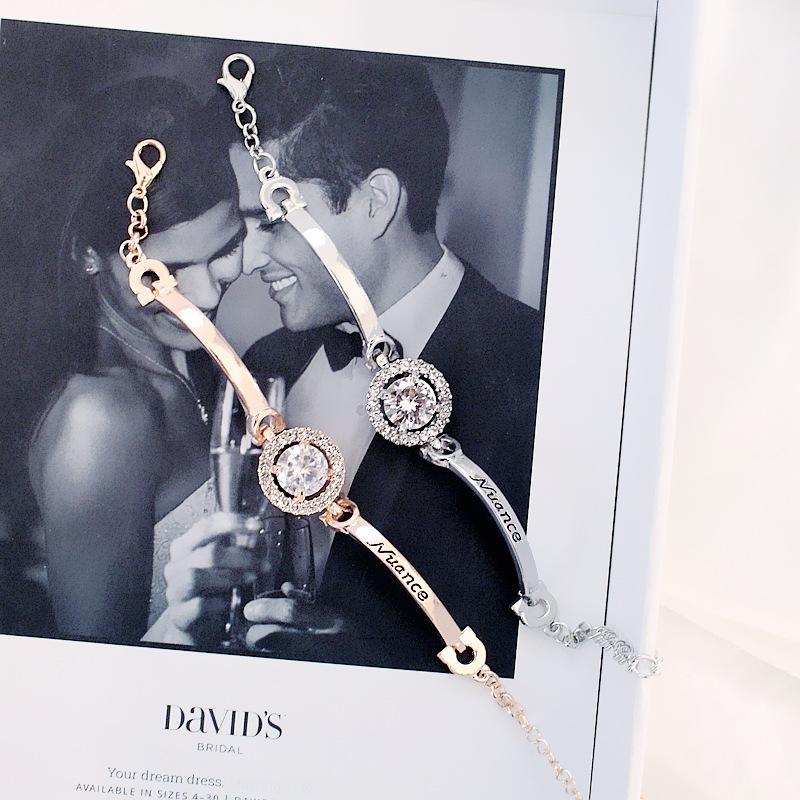 Inlaid Large Zircon Alphabet Bracelet Bracelet Student Jewelry Holiday Gift