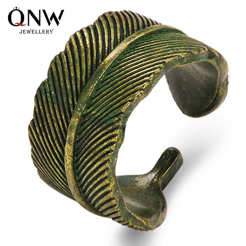 Accessories personality retro leaf ring alloy electroplating ancient green tail ring opening adjustable ring female