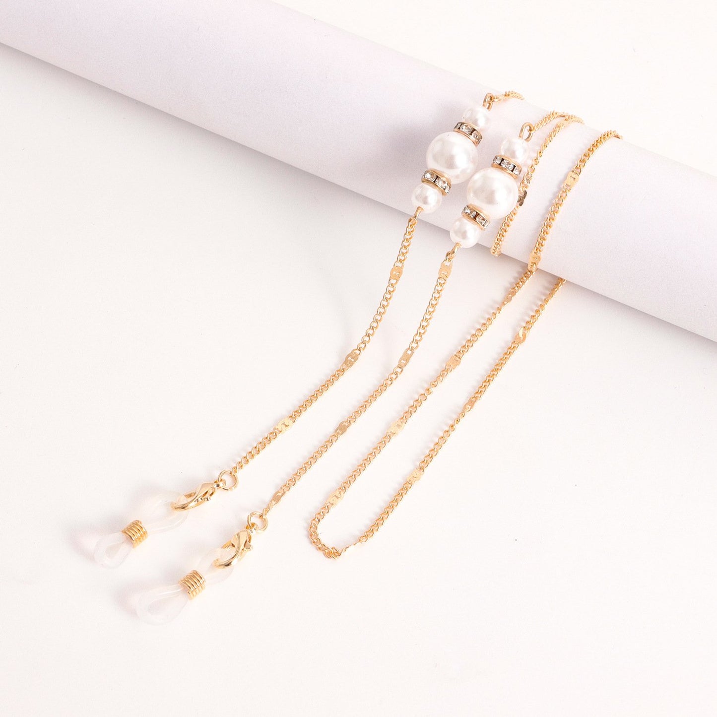 Mask hanging chain glasses chain imitation pearl mask chain color zircon metal glasses chain