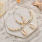 accessories seashell earrings boho beige beads large earrings jewelry
