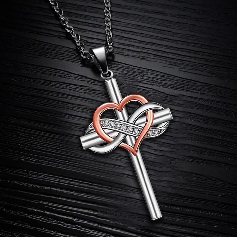 Explosive Jewelry Cross Pendant Necklace Female Heart Shape 8 Religious Belief Clavicle Chain Jewelry