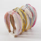 F4562 Literary retro tie-dye press pleated headband French fabric knotted sweet color contrast geometric headband female