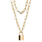 Accessories Retro Temperament Personality Geometric Pendant Necklace Double Lock Necklace