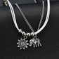 Bohemian alloy elephant sun three-layer multi-layer square bead chain anklet anklet retro anklet