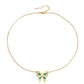 Jewelry Personality Emerald Butterfly Pendant Necklace Clavicle Chain Female Trendy Cool Fashion Cold Necklace