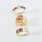 ZR129 Light Luxury Zircon Ring Exaggerated Palace Retro Copper Material Ring Opening Adjustable Tail Ring