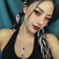 Jewelry Dark Gothic Water Drop Spider Necklace Personality Trendy Cool Halloween Gem Necklace Female