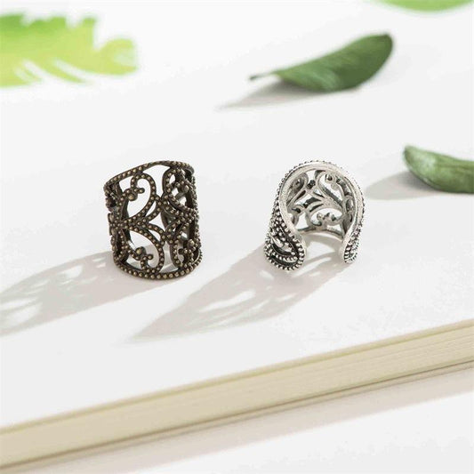 Ethnic wide version retro ear clip simple hollow palace earrings without ear piercing female ancient bronze ear bone clip